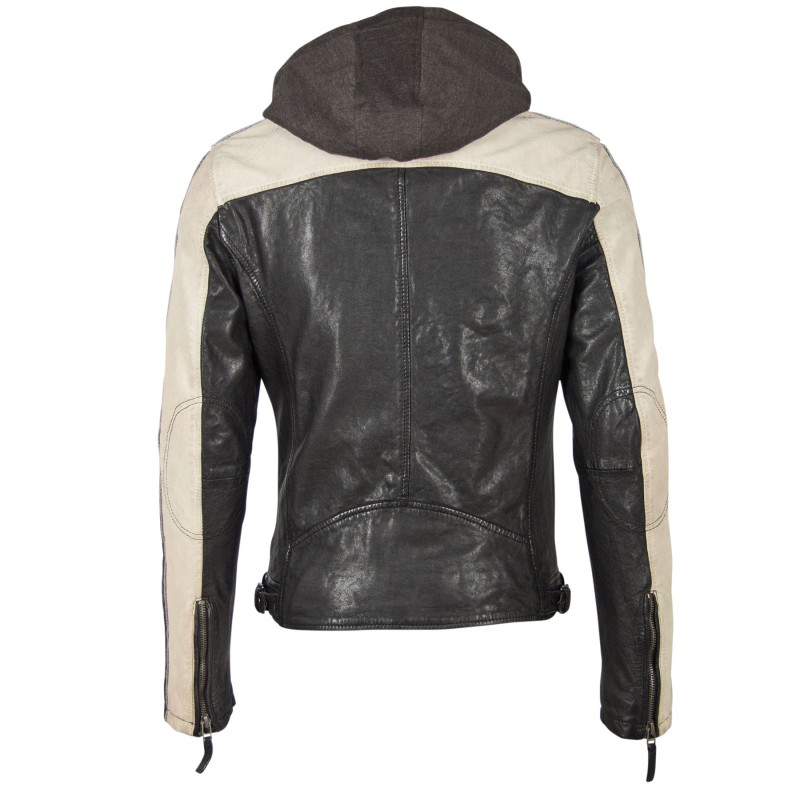 Geaca de Piele Naturala Barbati Gipsy Negru/Alb Murdar GBTroon 2 SF LACAV – IMBRACAMINTE