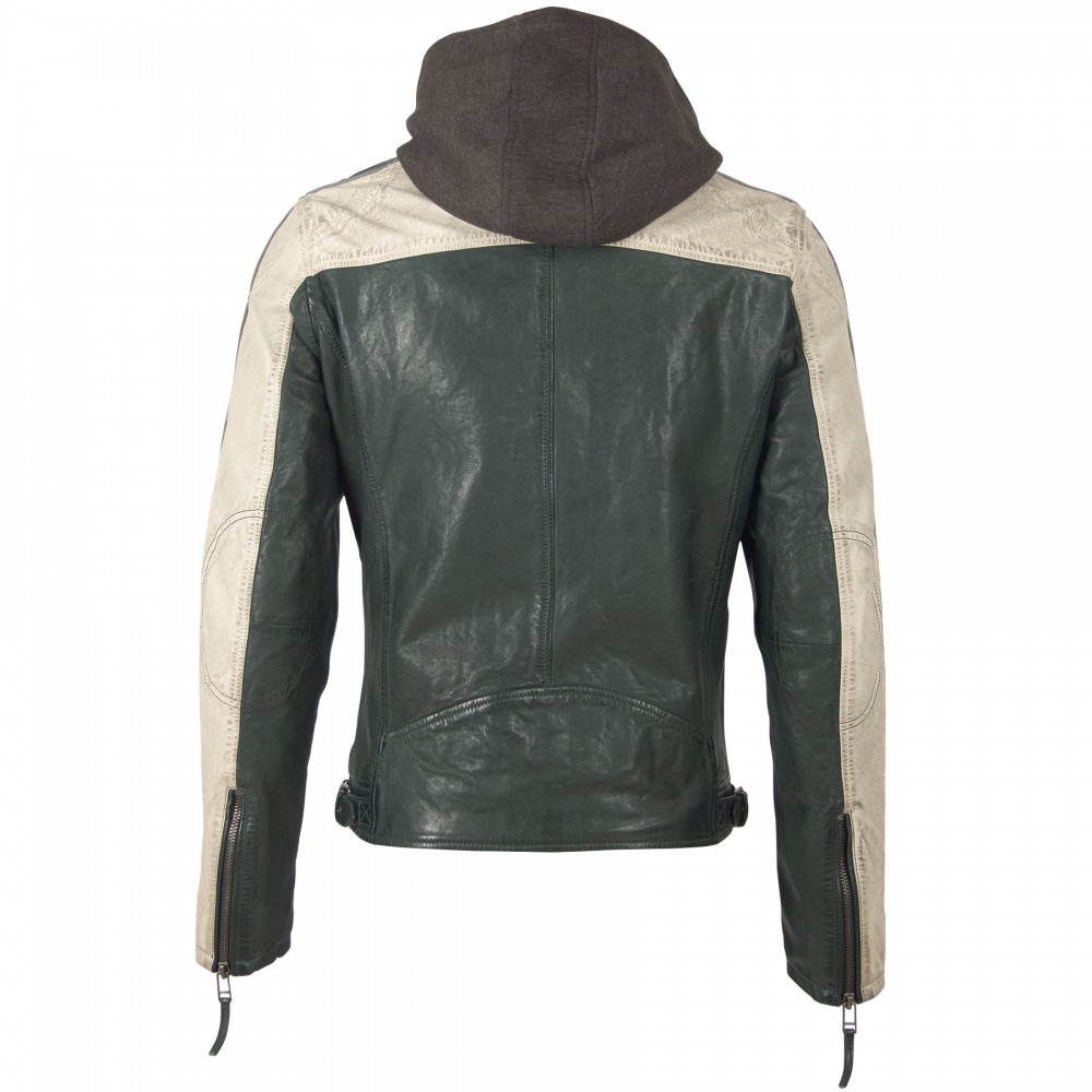 Geaca de Piele Naturala Barbati Gipsy Verde Inchis/Alb Murdar GBTroon 2 SF LACAV Geaca de Piele Naturala Barbati Gipsy Verde Inchis/Alb Murdar GBTroon 2 SF LACAV - readytowear.ro