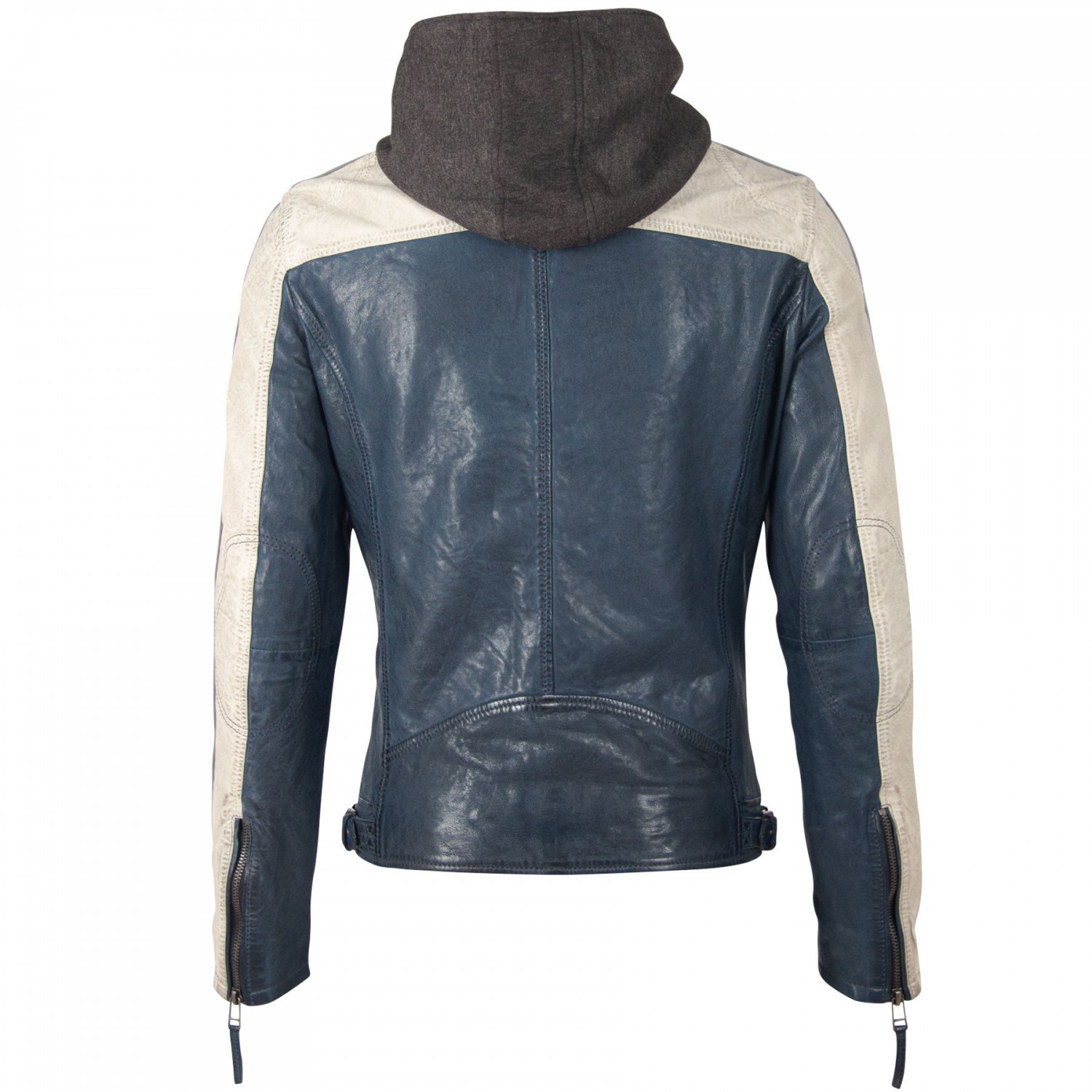 Geaca de Piele Naturala Barbati Gipsy Bleumarin/Alb Murdar GBTroon 2 SF LACAV – IMBRACAMINTE