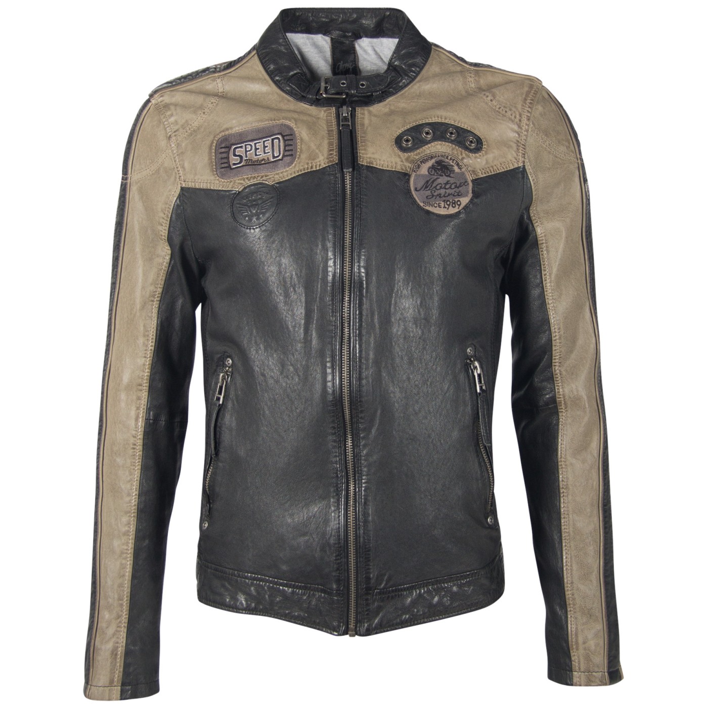 Geaca de Piele Naturala Barbati Gipsy Negru/Bej GBTroon SF LACAV – IMBRACAMINTE Geaca de Piele Naturala Barbati Gipsy Negru/Bej GBTroon SF LACAV – IMBRACAMINTE