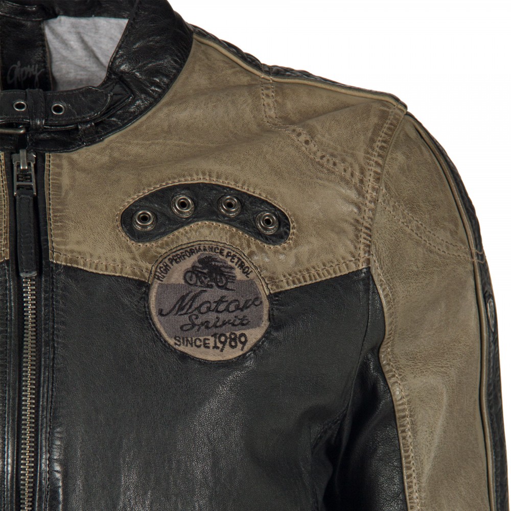 Geaca de Piele Naturala Barbati Gipsy Negru/Bej GBTroon SF LACAV Geaca de Piele Naturala Barbati Gipsy Negru/Bej GBTroon SF LACAV - readytowear.ro
