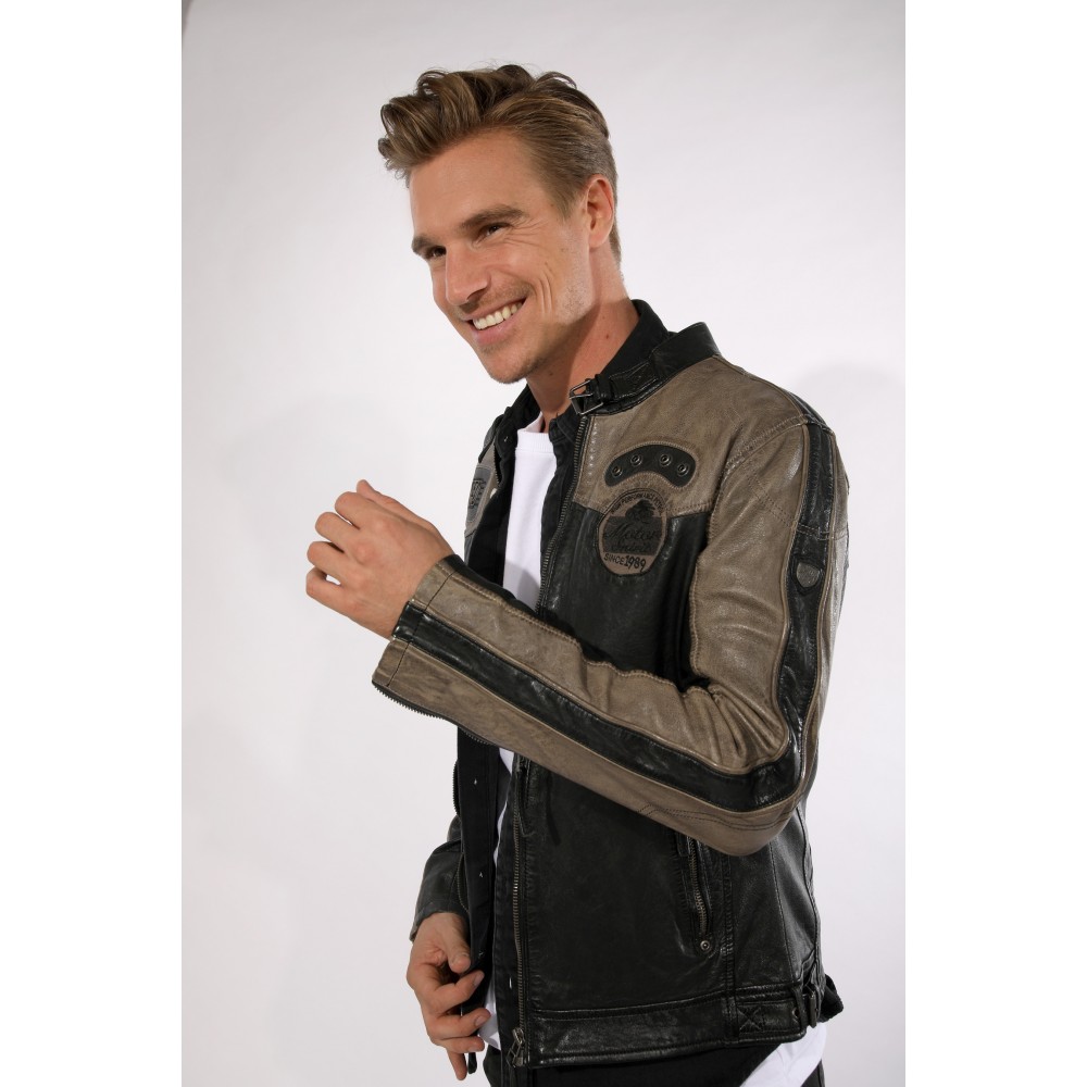 Geaca de Piele Naturala Barbati Gipsy Negru/Bej GBTroon SF LACAV Geaca de Piele Naturala Barbati Gipsy Negru/Bej GBTroon SF LACAV - readytowear.ro