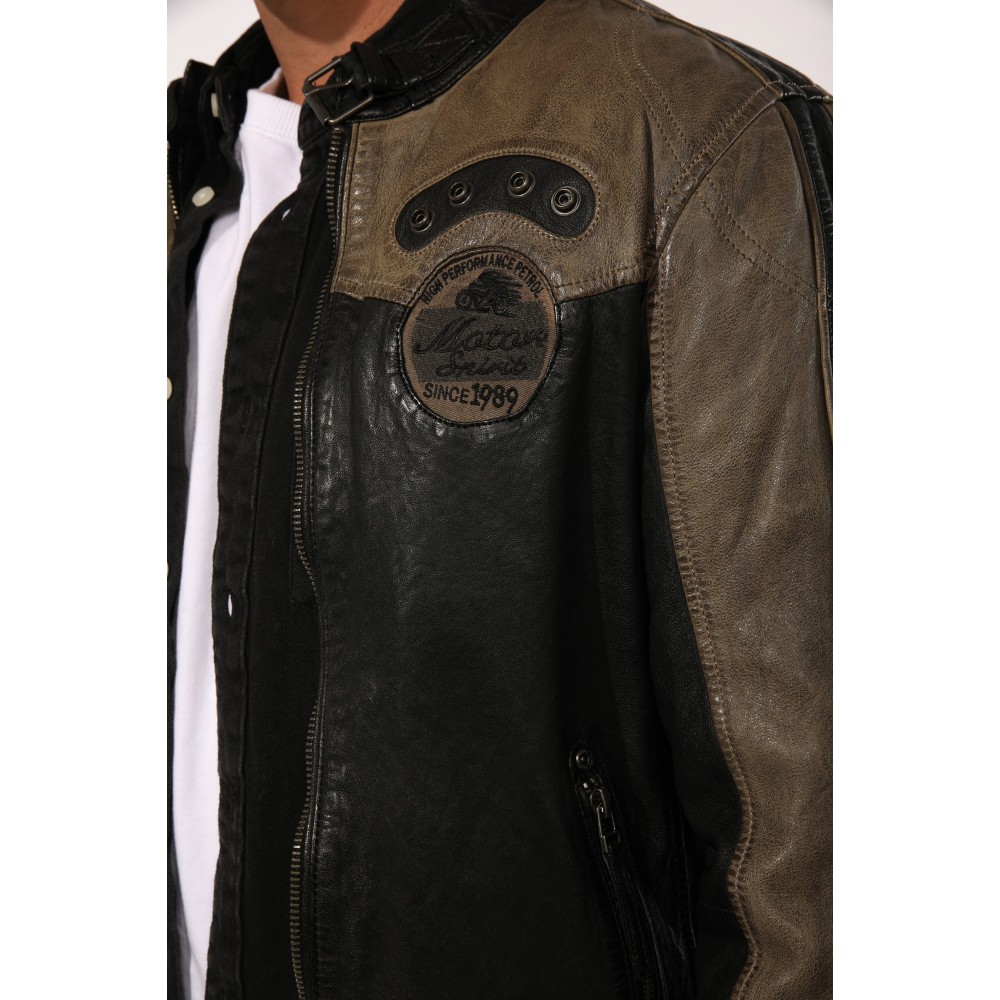 Geaca de Piele Naturala Barbati Gipsy Negru/Bej GBTroon SF LACAV Geaca de Piele Naturala Barbati Gipsy Negru/Bej GBTroon SF LACAV - readytowear.ro