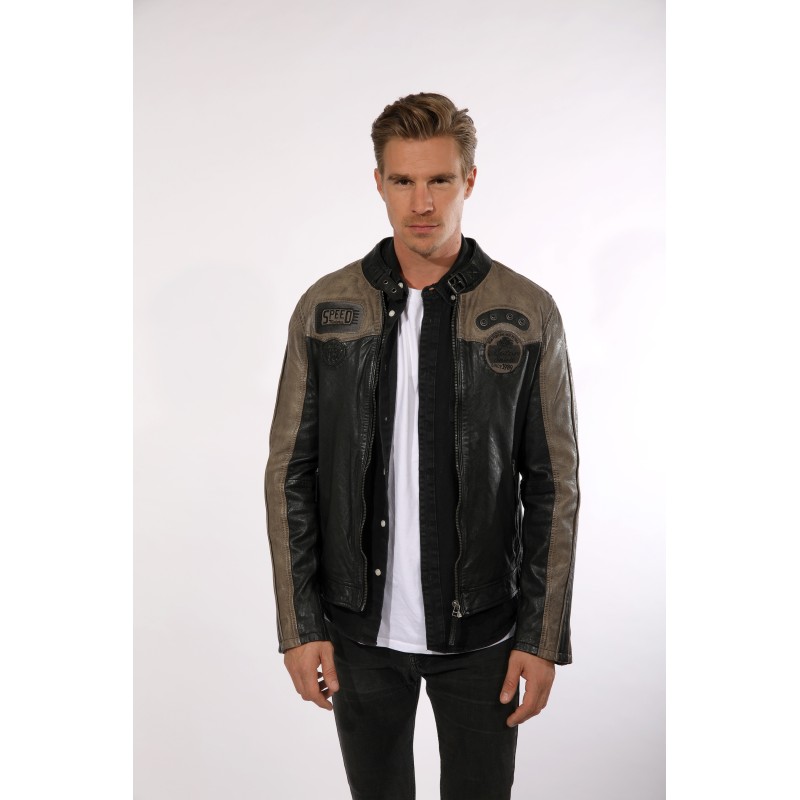 Geaca de Piele Naturala Barbati Gipsy Negru/Bej GBTroon SF LACAV – IMBRACAMINTE Geaca de Piele Naturala Barbati Gipsy Negru/Bej GBTroon SF LACAV – IMBRACAMINTE