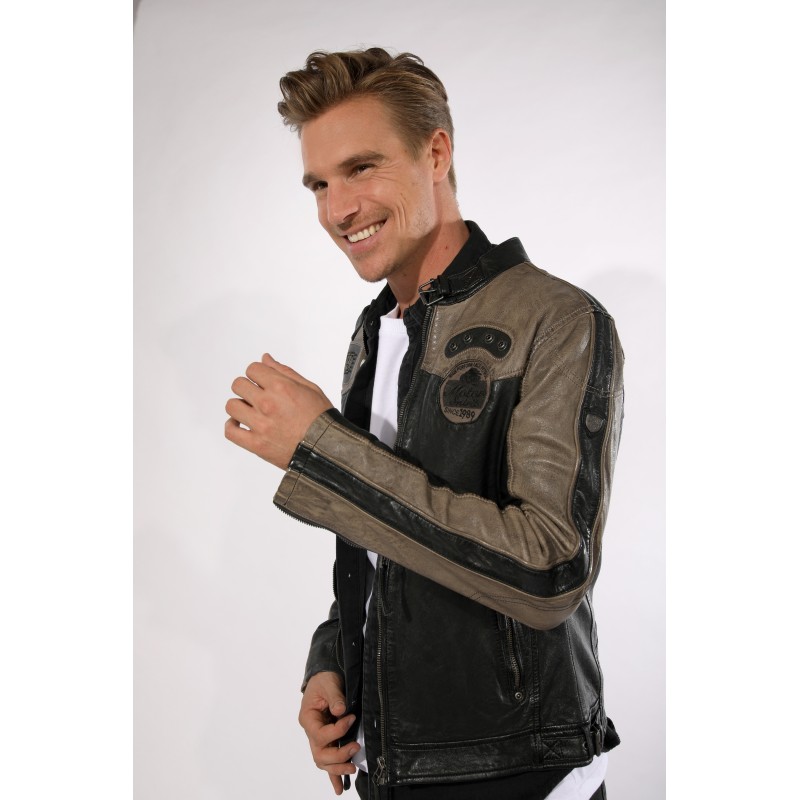 Geaca de Piele Naturala Barbati Gipsy Negru/Bej GBTroon SF LACAV – IMBRACAMINTE Geaca de Piele Naturala Barbati Gipsy Negru/Bej GBTroon SF LACAV – IMBRACAMINTE