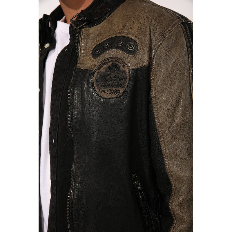 Geaca de Piele Naturala Barbati Gipsy Negru/Bej GBTroon SF LACAV – IMBRACAMINTE Geaca de Piele Naturala Barbati Gipsy Negru/Bej GBTroon SF LACAV – IMBRACAMINTE