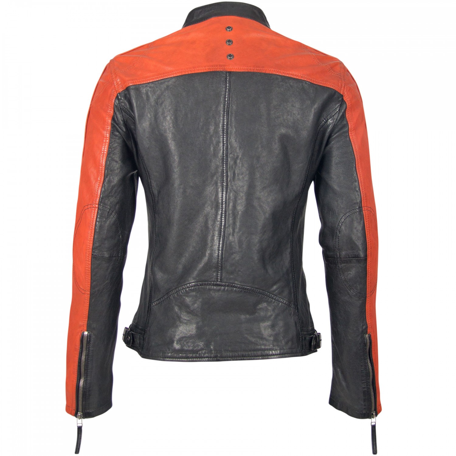 Geaca de Piele Naturala Barbati Gipsy Negru/Portocaliu GBTroon SF LACAV – Black Friday