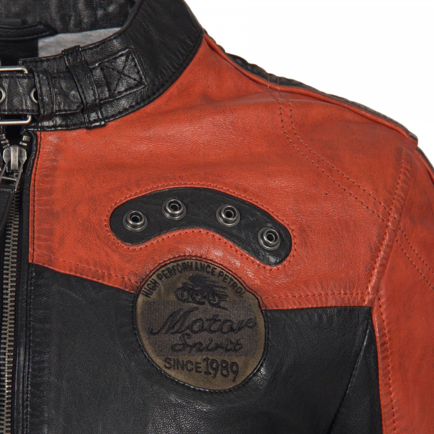 Geaca de Piele Naturala Barbati Gipsy Negru/Portocaliu GBTroon SF LACAV – Black Friday