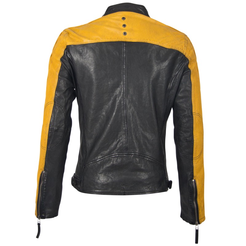 Geaca de Piele Naturala Barbati Gipsy Negru/Galben GBTroon SF LACAV – IMBRACAMINTE Geaca de Piele Naturala Barbati Gipsy Negru/Galben GBTroon SF LACAV – IMBRACAMINTE