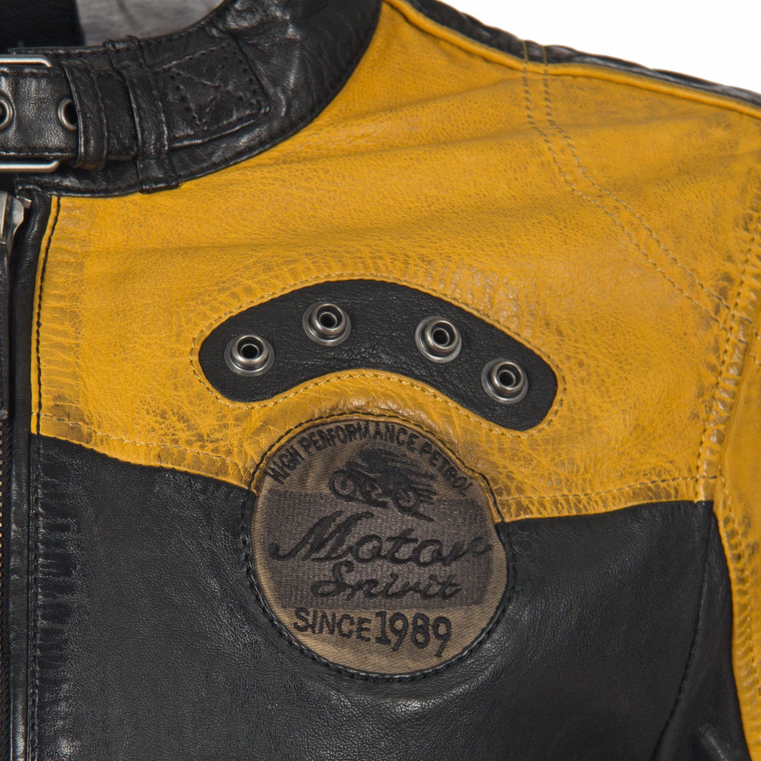 Geaca de Piele Naturala Barbati Gipsy Negru/Galben GBTroon SF LACAV – IMBRACAMINTE