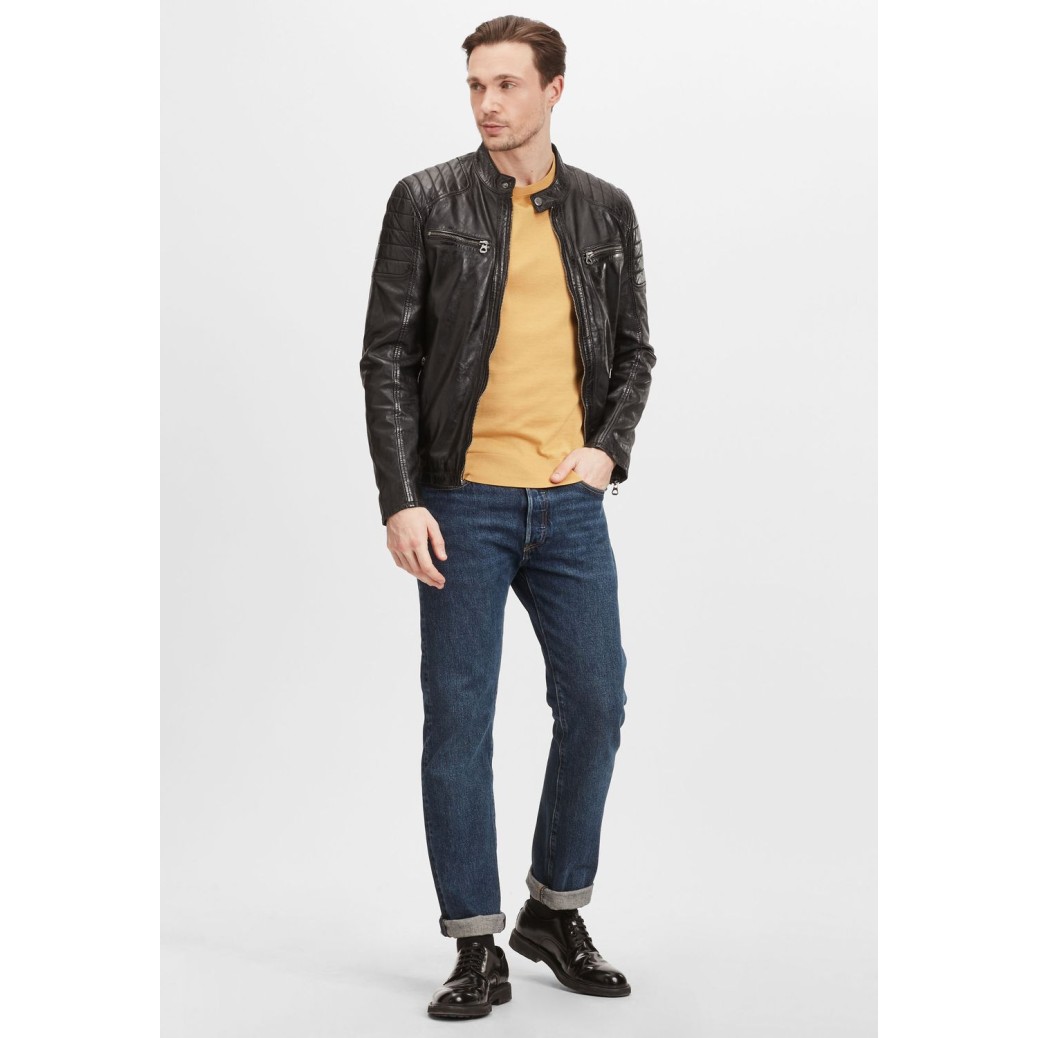 Geaca de Piele Naturala Barbati Gipsy Neagra GBTulok LSAV – IMBRACAMINTE