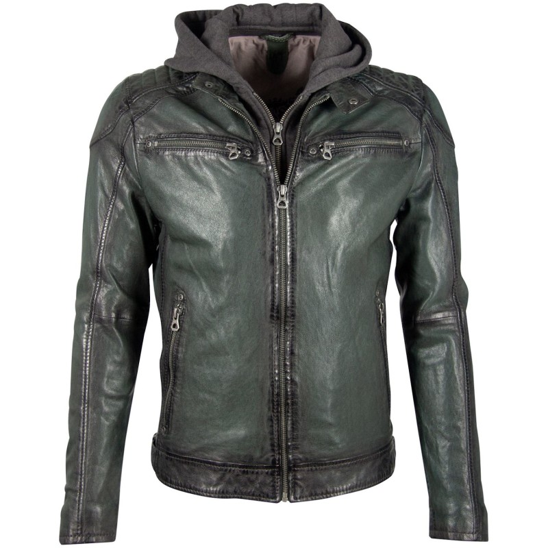 Geaca de Piele Barbati Gipsy Verde GBVinn P LVV – Black Friday