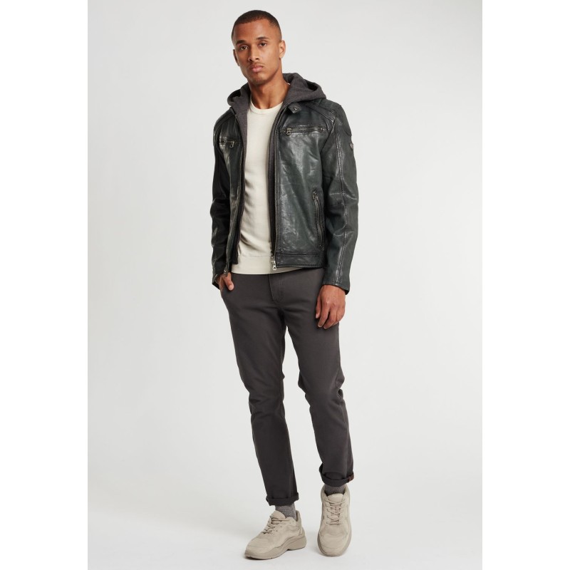 Geaca de Piele Barbati Gipsy Verde GBVinn P LVV – Black Friday