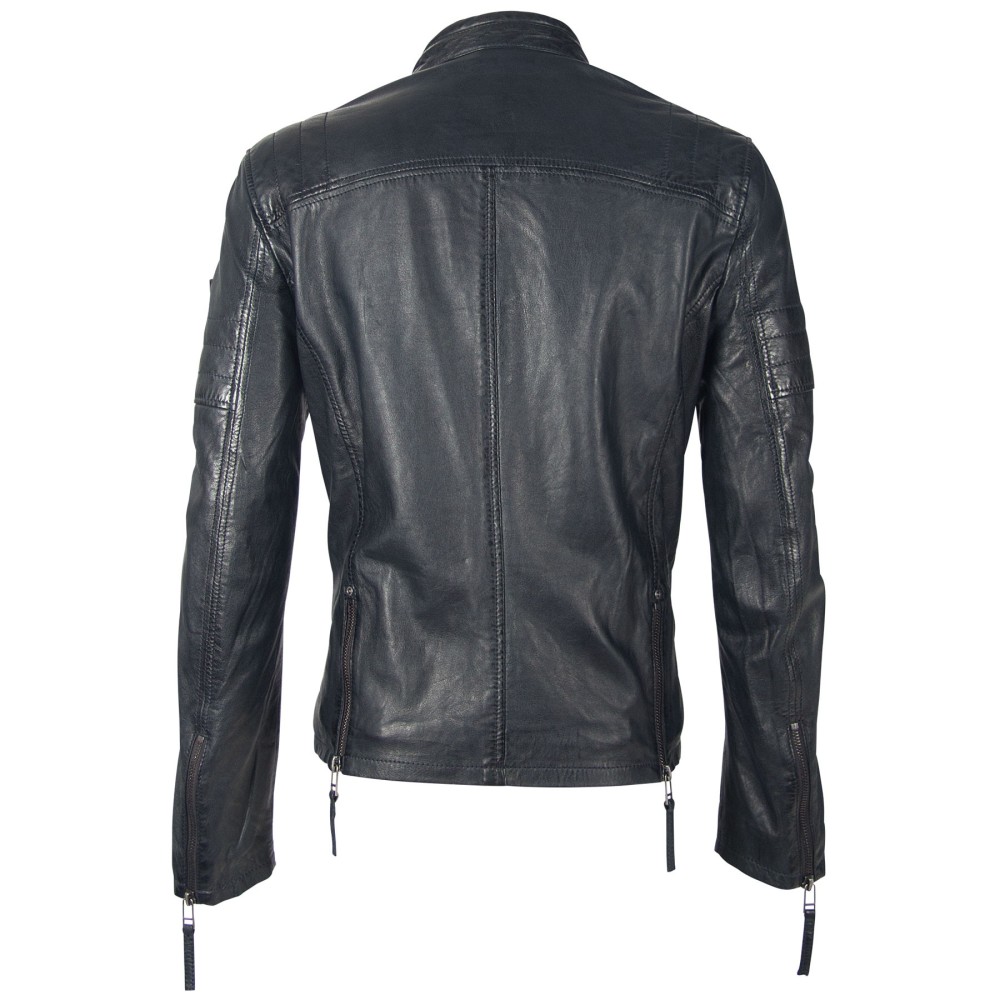 Geaca de Piele Barbati Gipsy Bleumarin/Negru GBWeaton LWAWV geci de piele - readytowear.ro