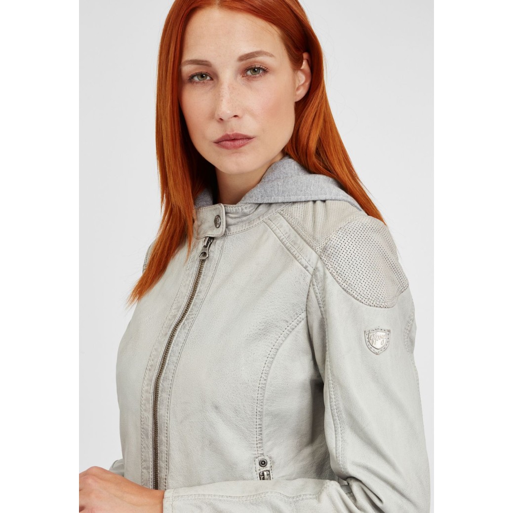 Geaca de Piele Dama Gipsy Gri Deschis GGAbby S21 LAMAS – IMBRACAMINTE