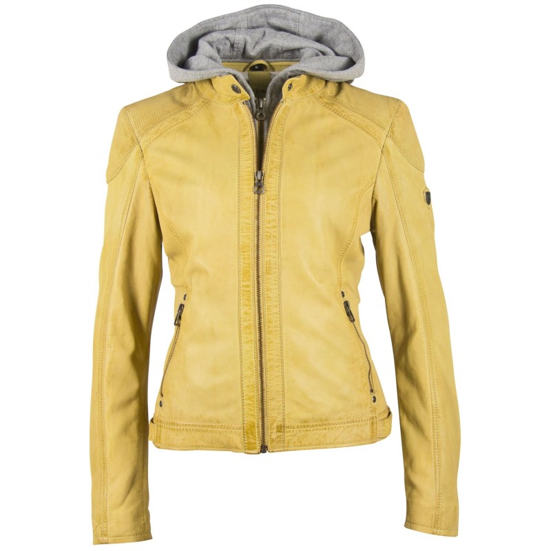 Geaca de Piele Naturala Dama Gipsy Galben Pastel GGAbby S21 LAMAS – IMBRACAMINTE