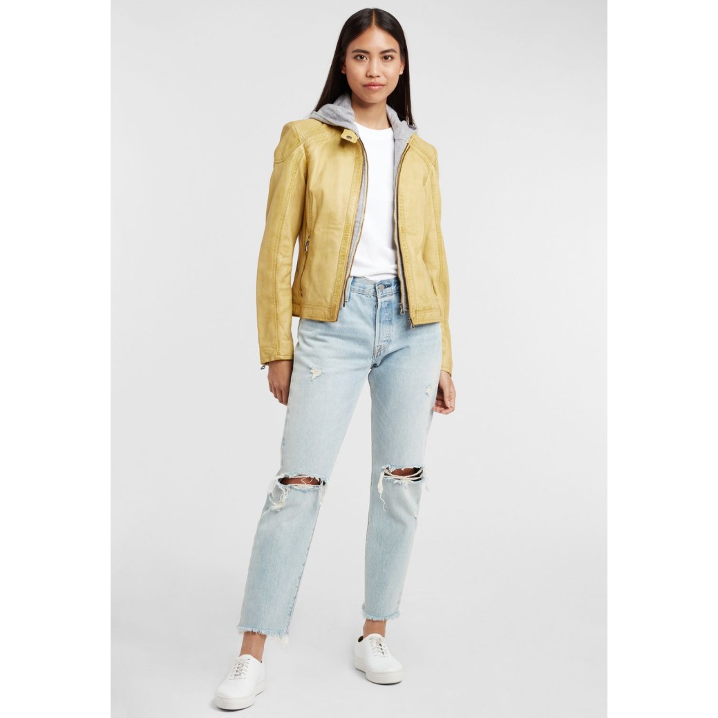 Geaca de Piele Naturala Dama Gipsy Galben Pastel GGAbby S21 LAMAS – IMBRACAMINTE