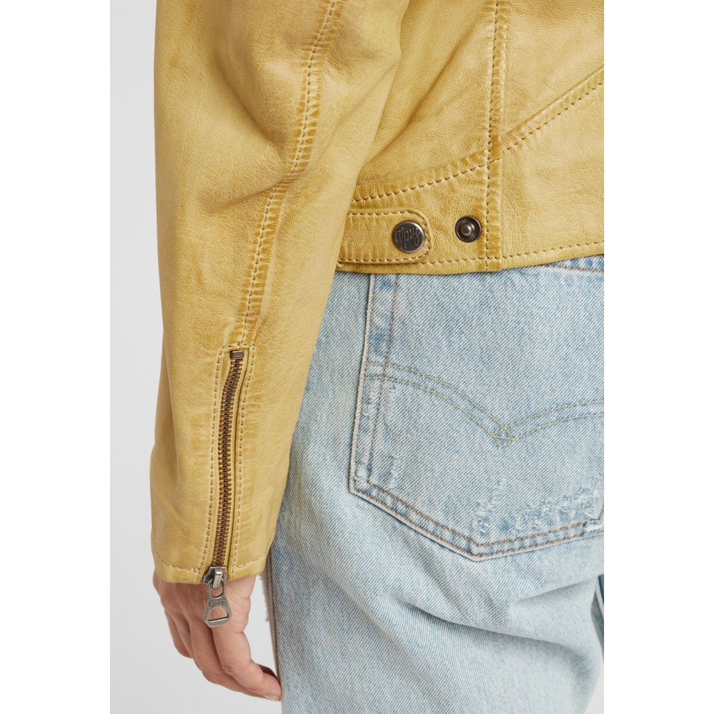 Geaca de Piele Naturala Dama Gipsy Galben Pastel GGAbby S21 LAMAS – IMBRACAMINTE