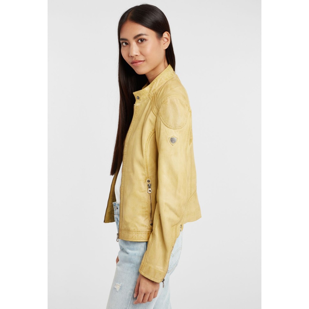 Geaca de Piele Naturala Dama Gipsy Galben Pastel GGAbby S21 LAMAS – IMBRACAMINTE