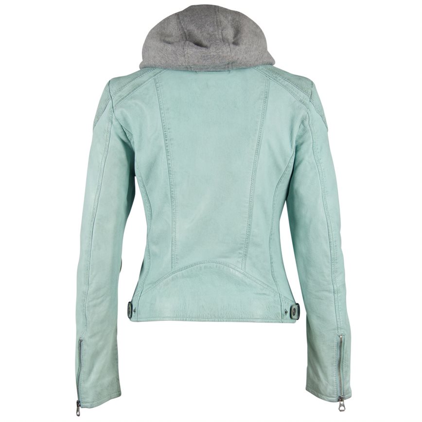 Geaca de Piele Naturala Dama Gipsy Turcoaz Pastel GGAbby S21 LAMAS – IMBRACAMINTE