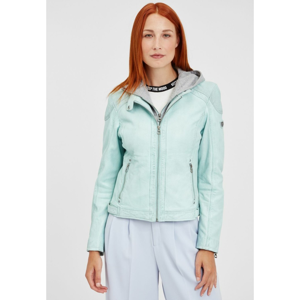 Geaca de Piele Naturala Dama Gipsy Turcoaz Pastel GGAbby S21 LAMAS – IMBRACAMINTE