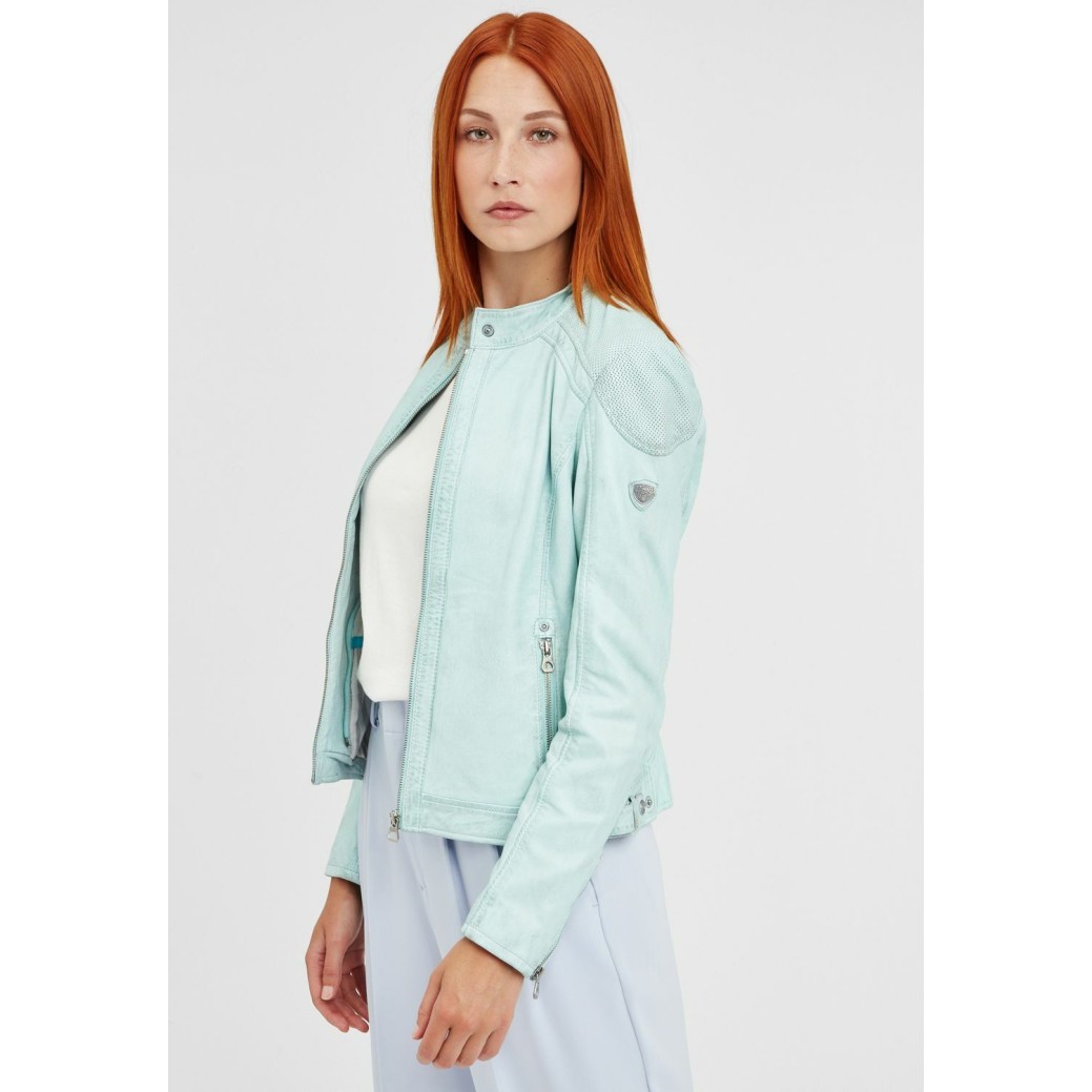 Geaca de Piele Naturala Dama Gipsy Turcoaz Pastel GGAbby S21 LAMAS – IMBRACAMINTE