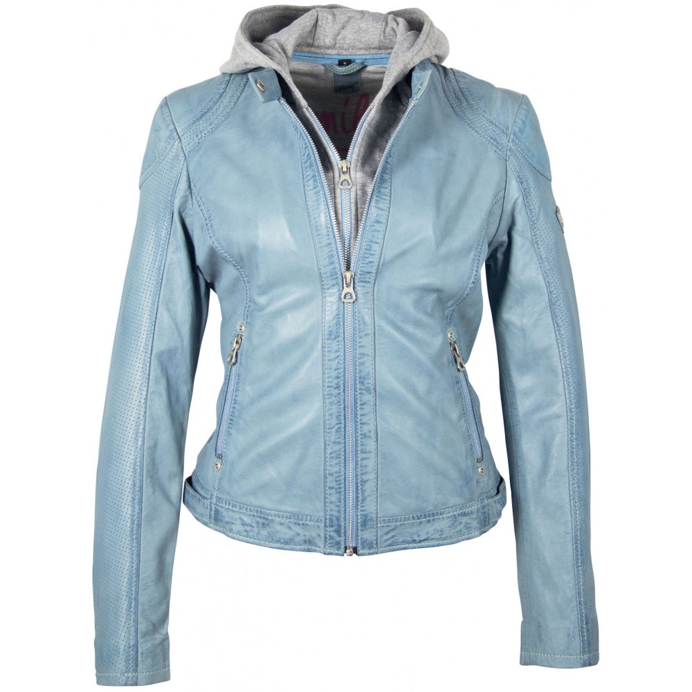 Geaca de Piele Naturala Dama Gipsy Albastru Deschis GGAelly LAMAS Geaca de Piele Naturala Dama Gipsy Albastru Deschis GGAelly LAMAS - readytowear