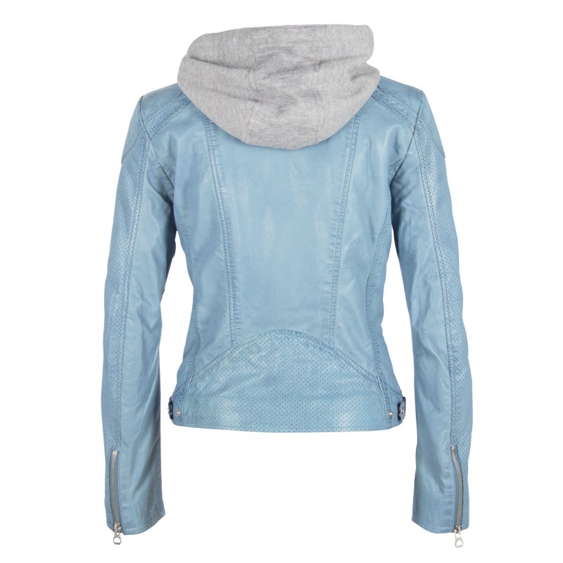 Geaca de Piele Naturala Dama Gipsy Albastru Deschis GGAelly LAMAS – IMBRACAMINTE