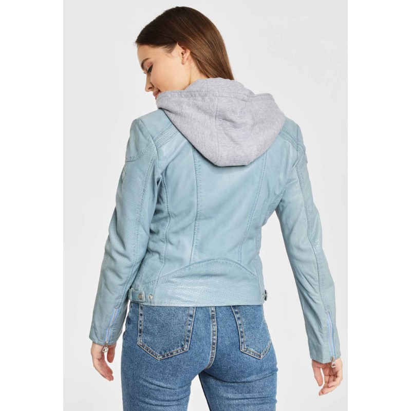 Geaca de Piele Naturala Dama Gipsy Albastru Deschis GGAelly LAMAS – IMBRACAMINTE