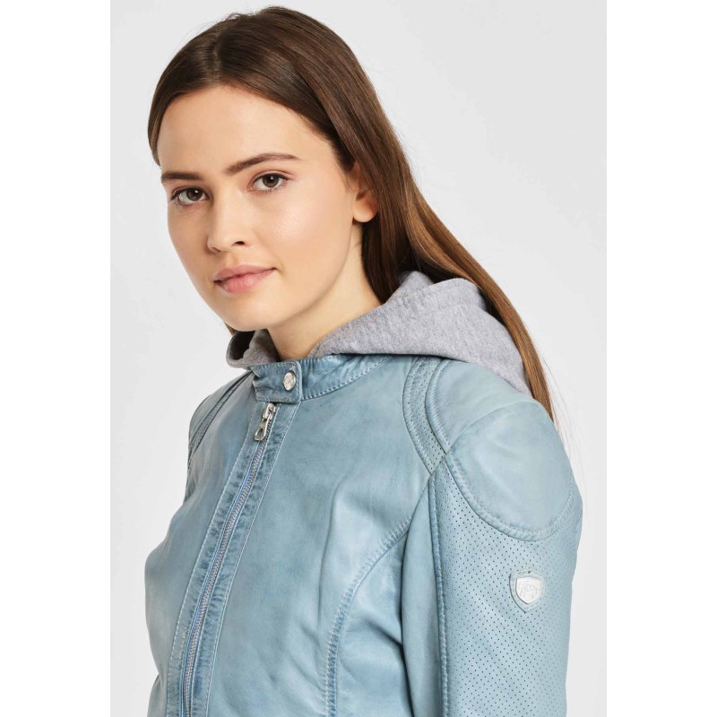 Geaca de Piele Naturala Dama Gipsy Albastru Deschis GGAelly LAMAS – IMBRACAMINTE