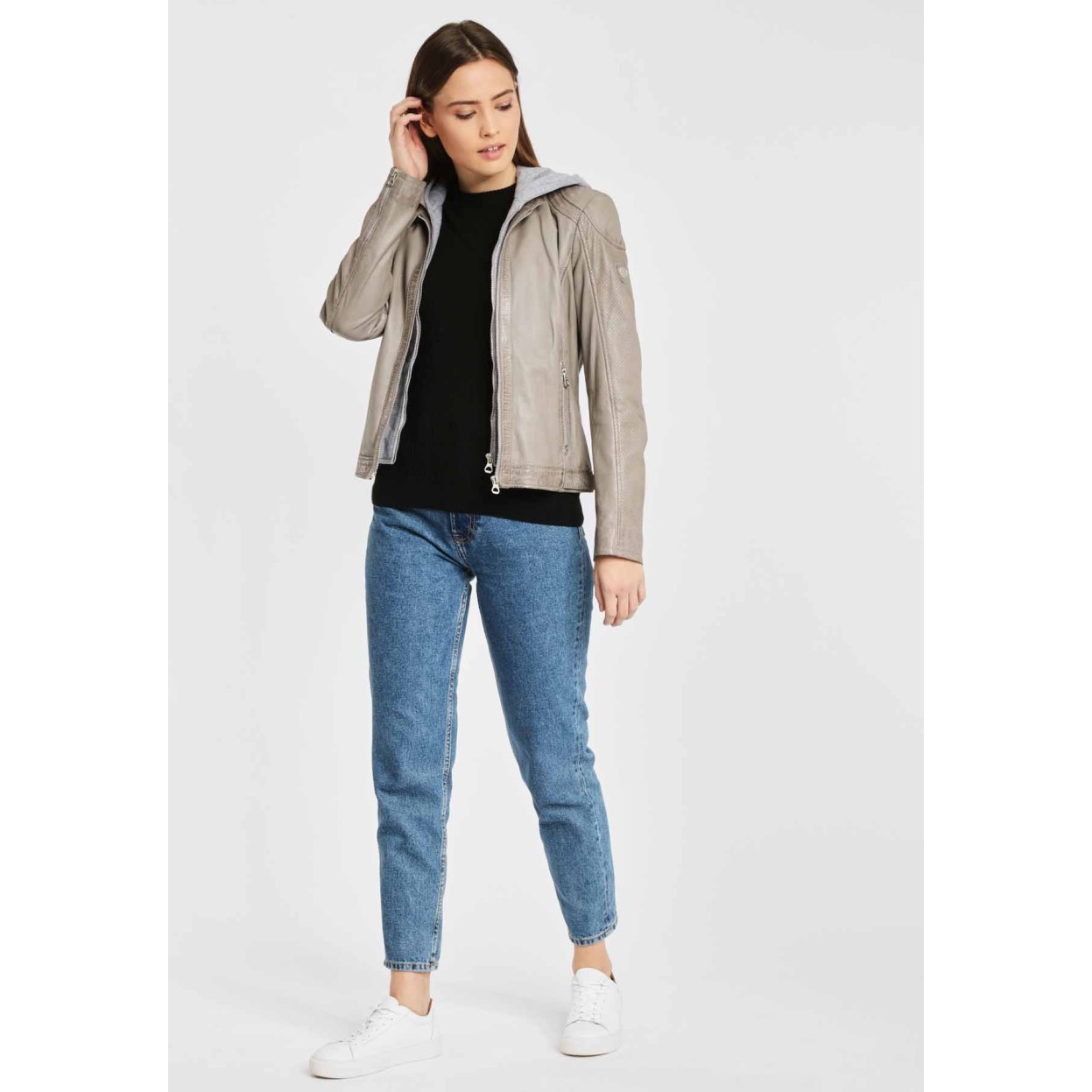 Geaca de Piele Naturala Dama Gipsy Gri Deschis GGAelly LAMAS – IMBRACAMINTE