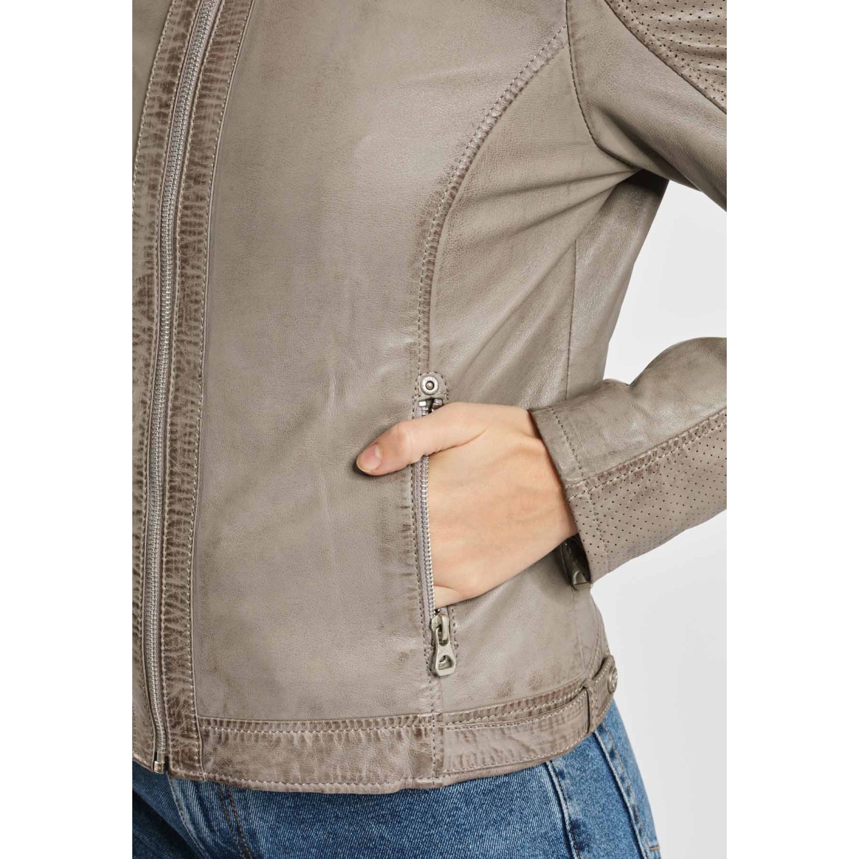 Geaca de Piele Naturala Dama Gipsy Gri Deschis GGAelly LAMAS – IMBRACAMINTE