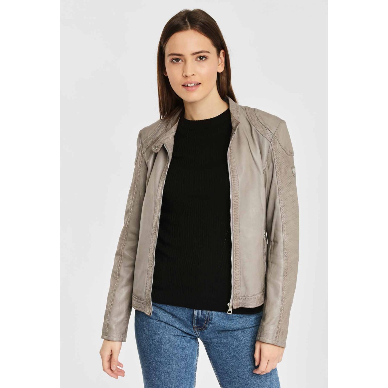 Geaca de Piele Naturala Dama Gipsy Gri Deschis GGAelly LAMAS – IMBRACAMINTE