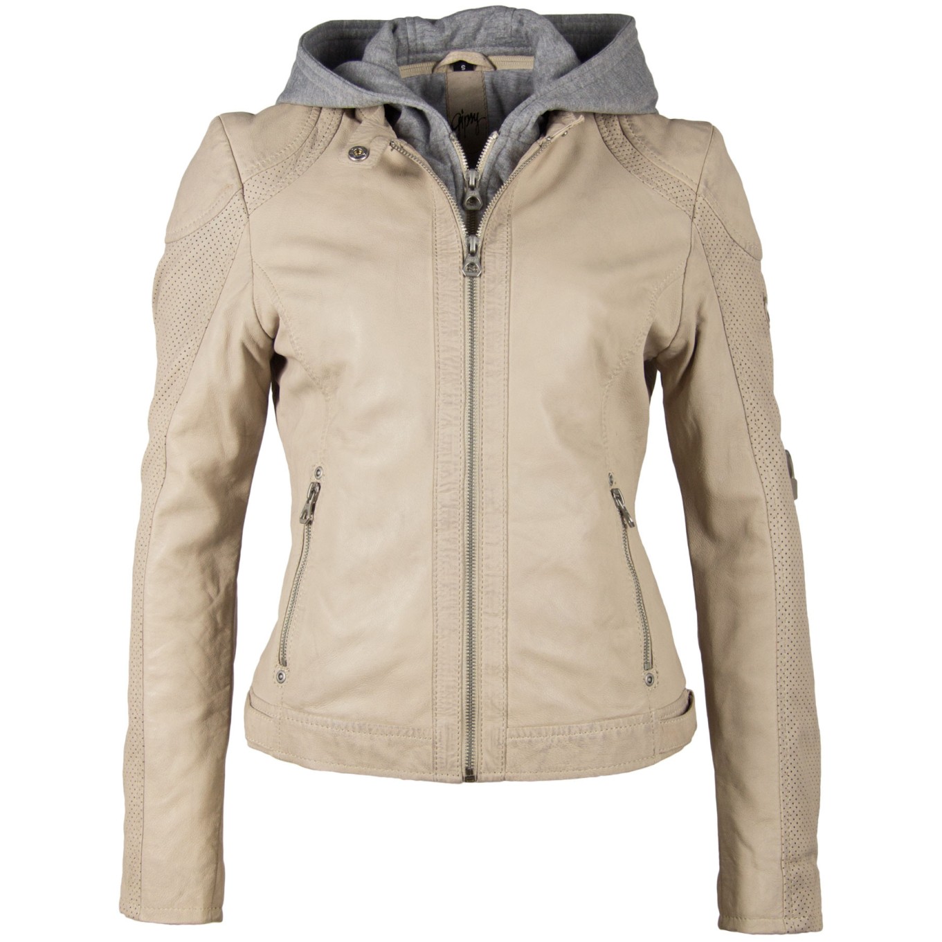 Geaca de Piele Naturala Dama Gipsy Alb Murdar GGAelly LAMAS – IMBRACAMINTE