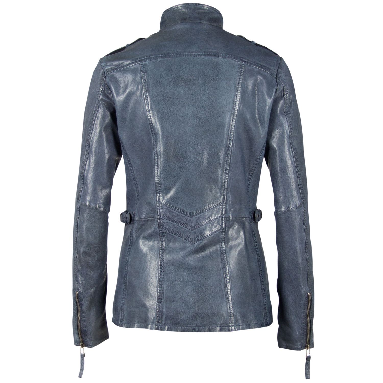 Geaca de Piele Naturala Dama Gipsy Albastra GGBeeke LABUV – IMBRACAMINTE