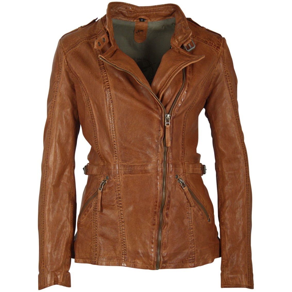 Geaca de Piele Dama Gipsy Coniac GGBeeke LABUV – IMBRACAMINTE