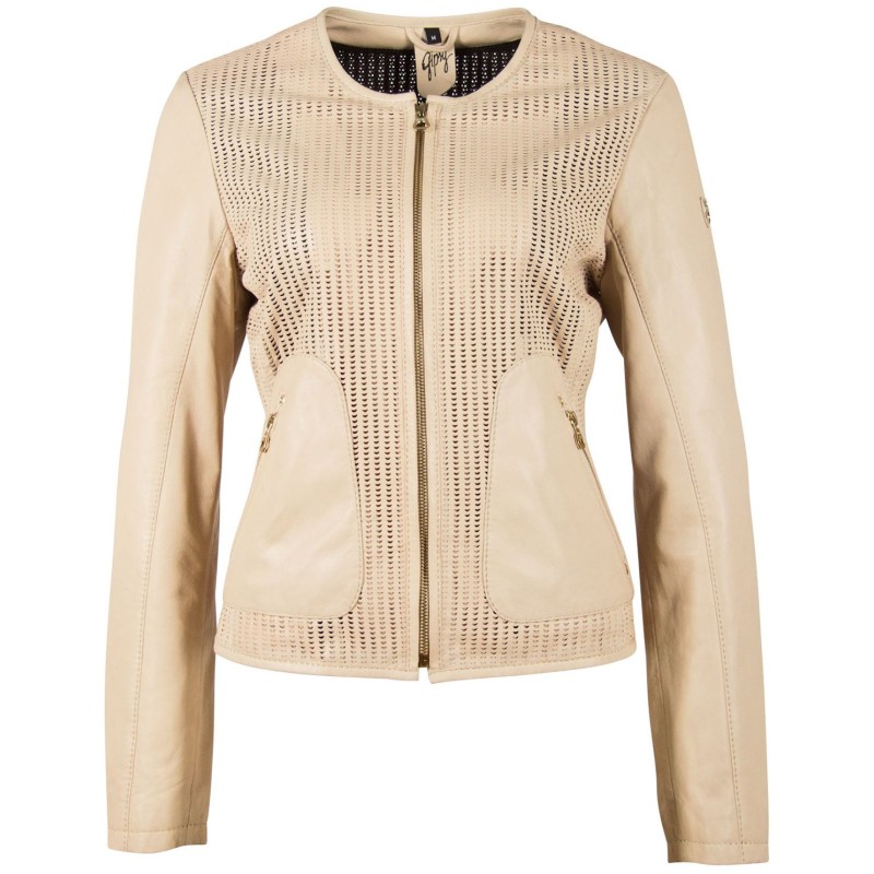 Geaca de Piele Dama Gipsy Bej GGBlanka LNV – IMBRACAMINTE