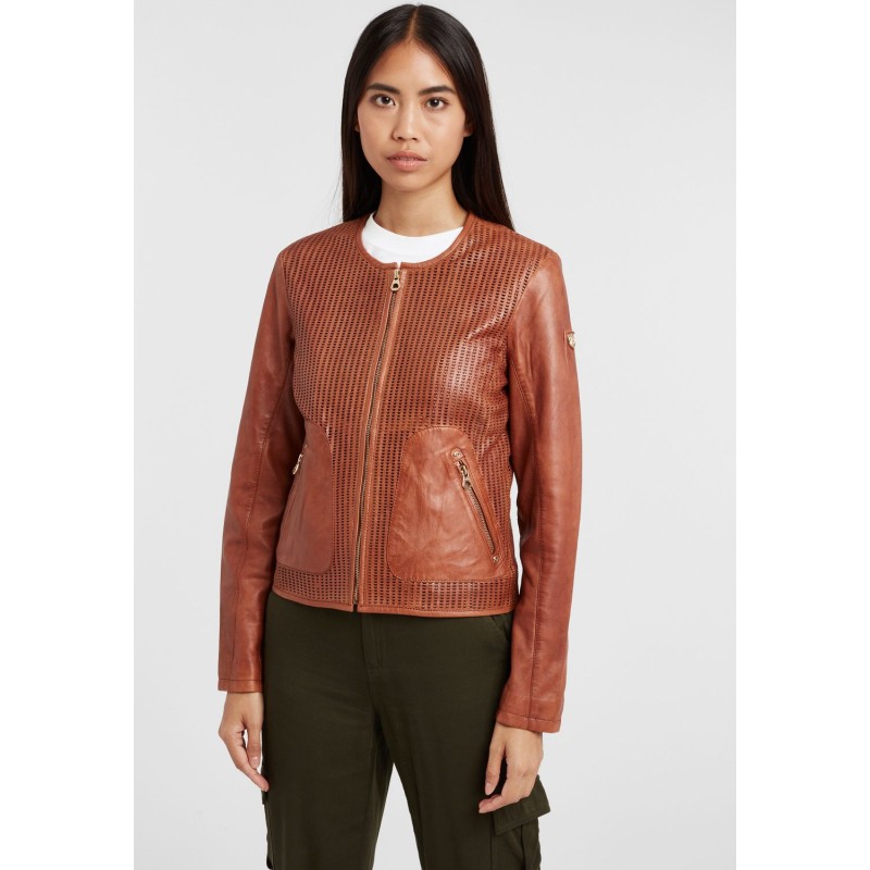 Geaca de Piele Dama Gipsy Coniac GGBlanka LNV – IMBRACAMINTE