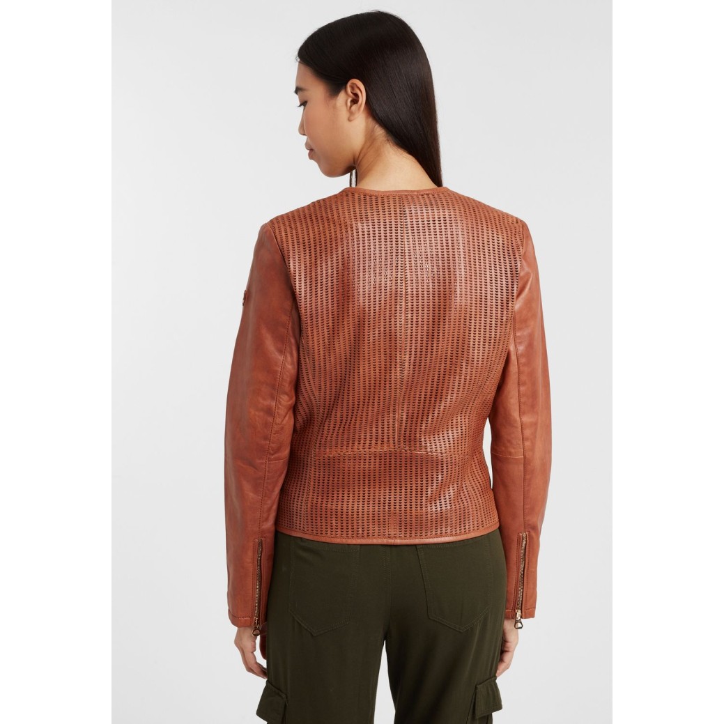 Geaca de Piele Dama Gipsy Coniac GGBlanka LNV – IMBRACAMINTE