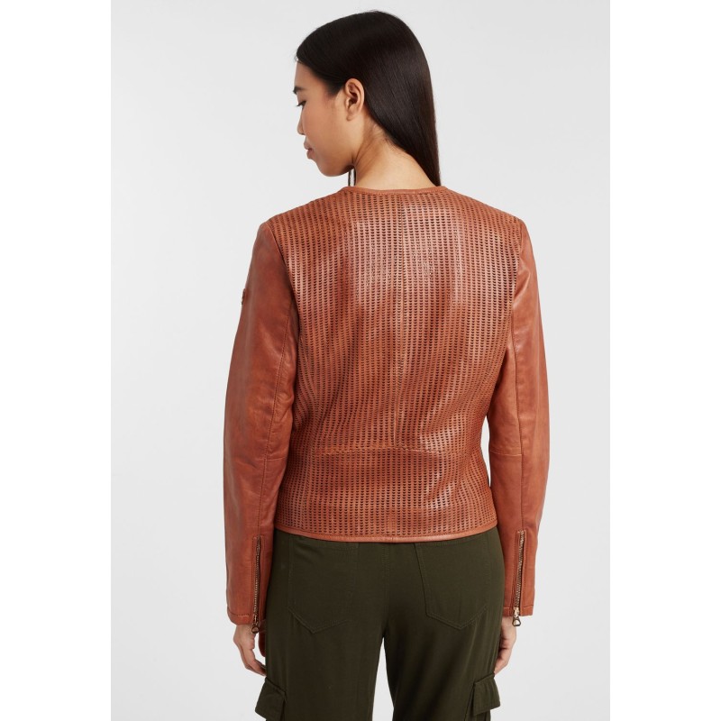 Geaca de Piele Dama Gipsy Coniac GGBlanka LNV – IMBRACAMINTE