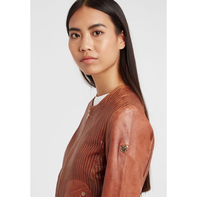 Geaca de Piele Dama Gipsy Coniac GGBlanka LNV – IMBRACAMINTE