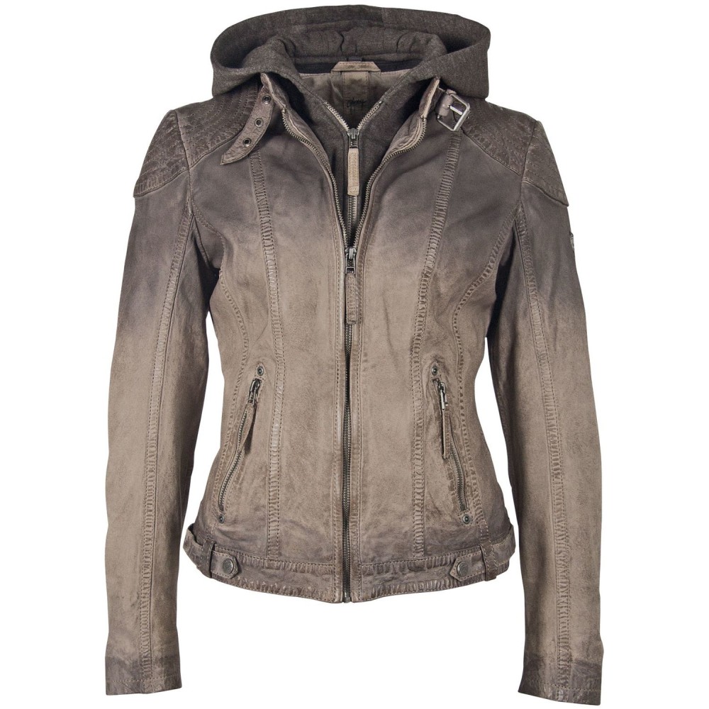 Geaca de Piele Dama Gipsy Gri GGCascha LAMOV geci de piele - readytowear.ro