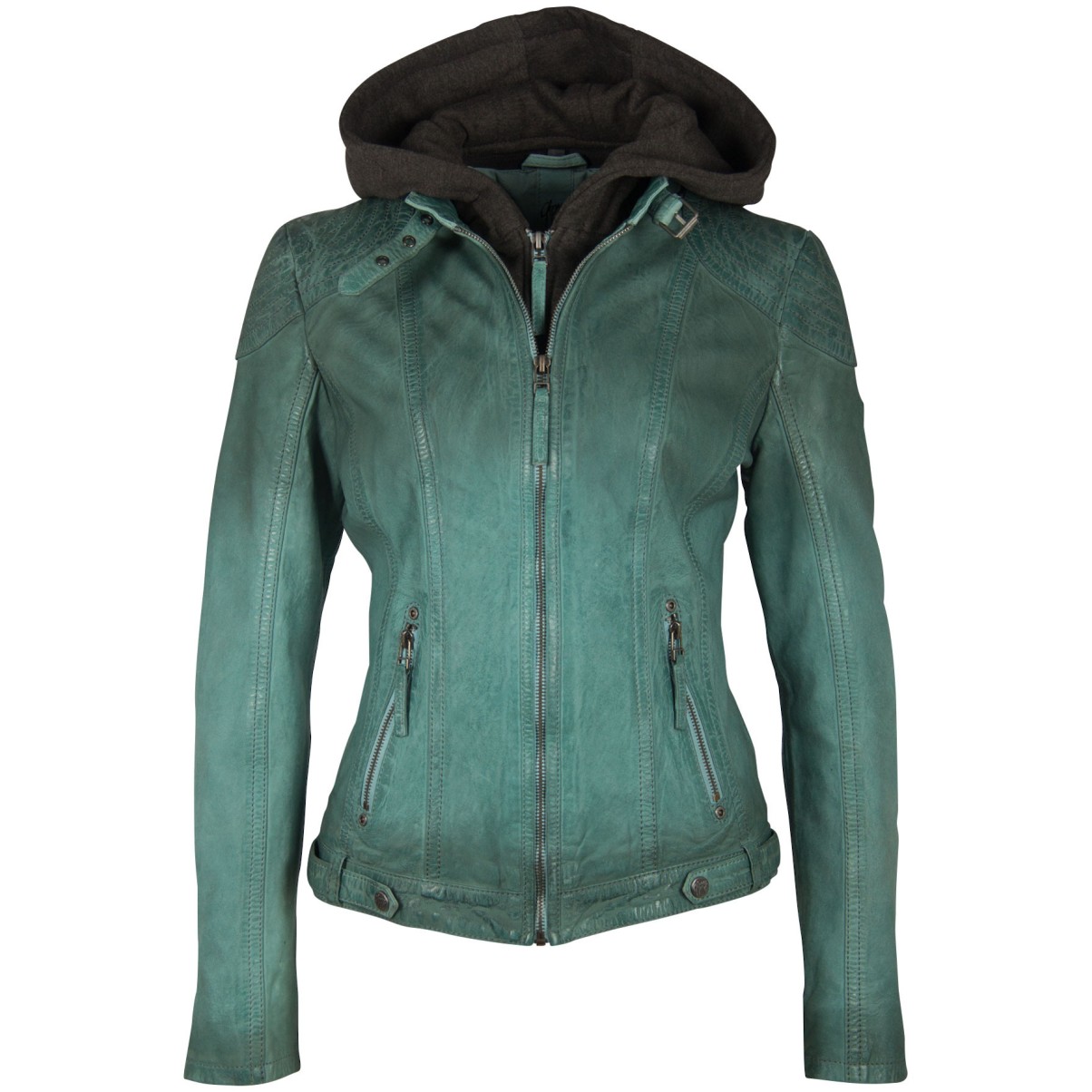 Geaca de Piele Dama Gipsy Turcoaz GGCascha LAMOV – IMBRACAMINTE