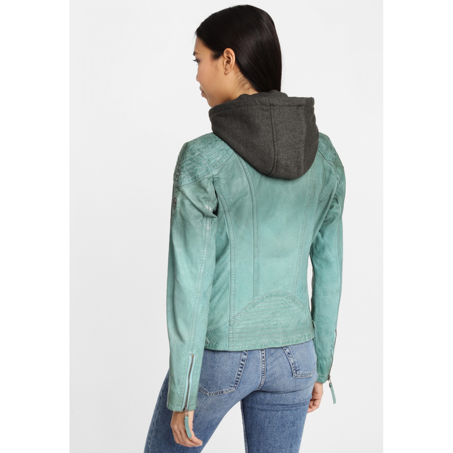 Geaca de Piele Dama Gipsy Turcoaz GGCascha LAMOV – IMBRACAMINTE