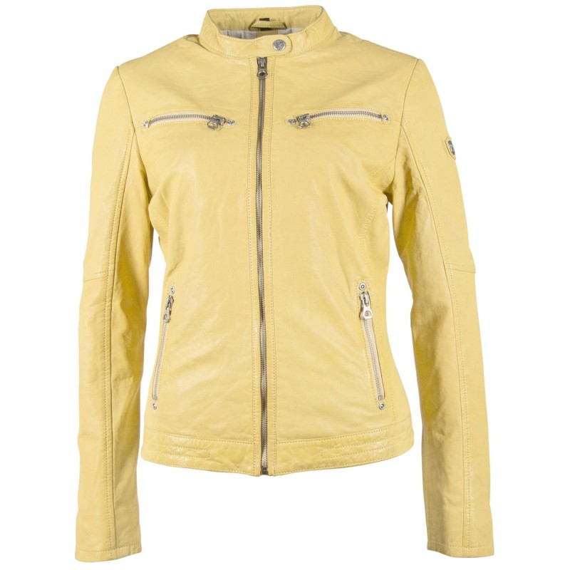 Geaca de Piele Naturala Dama Gipsy Galben Pastel GGCharlee LAORV – IMBRACAMINTE