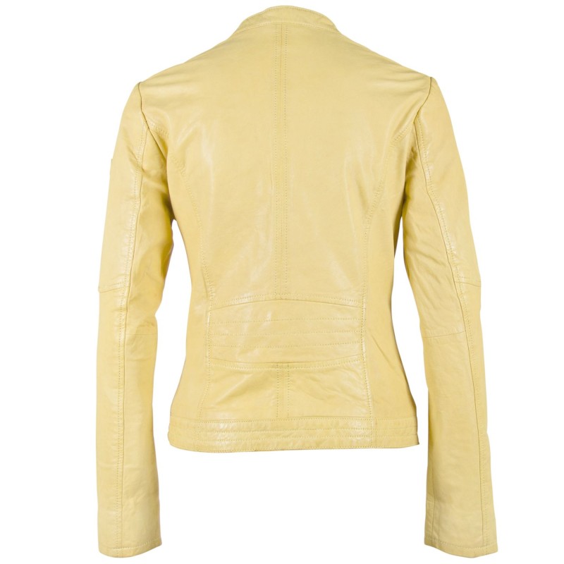 Geaca de Piele Naturala Dama Gipsy Galben Pastel GGCharlee LAORV – IMBRACAMINTE