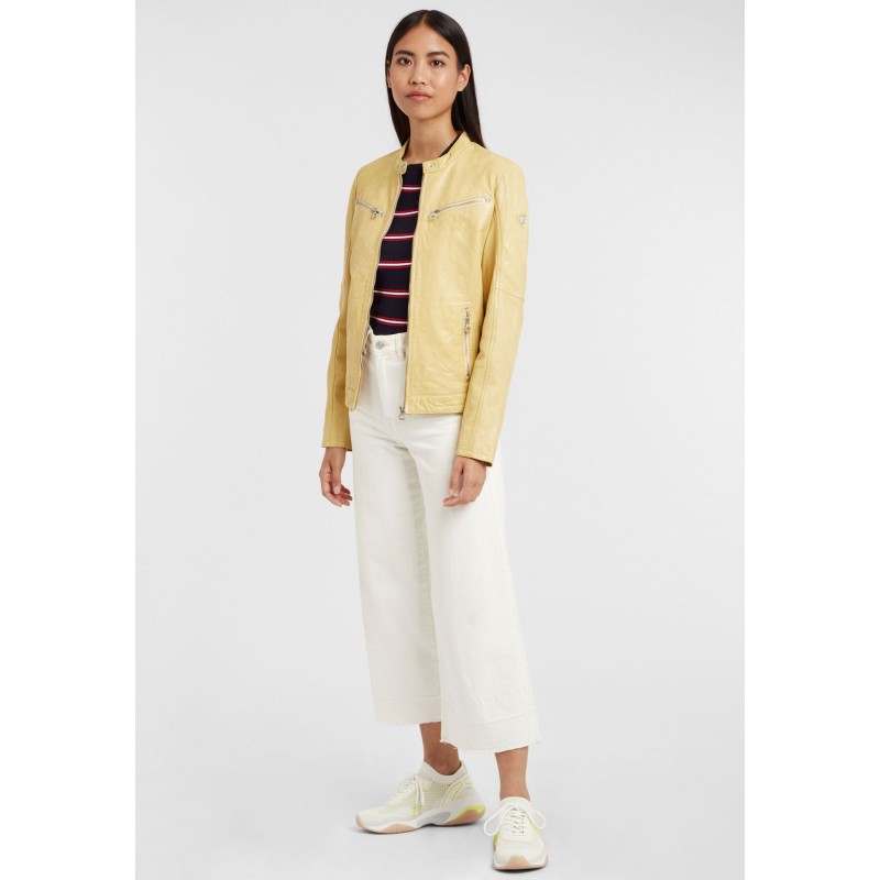 Geaca de Piele Naturala Dama Gipsy Galben Pastel GGCharlee LAORV – IMBRACAMINTE