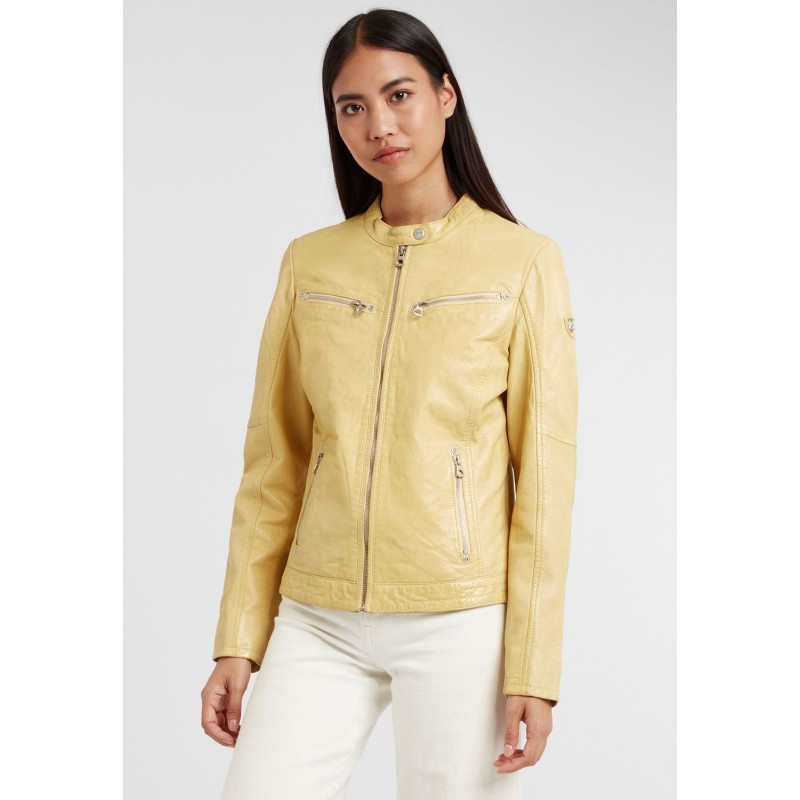 Geaca de Piele Naturala Dama Gipsy Galben Pastel GGCharlee LAORV – IMBRACAMINTE