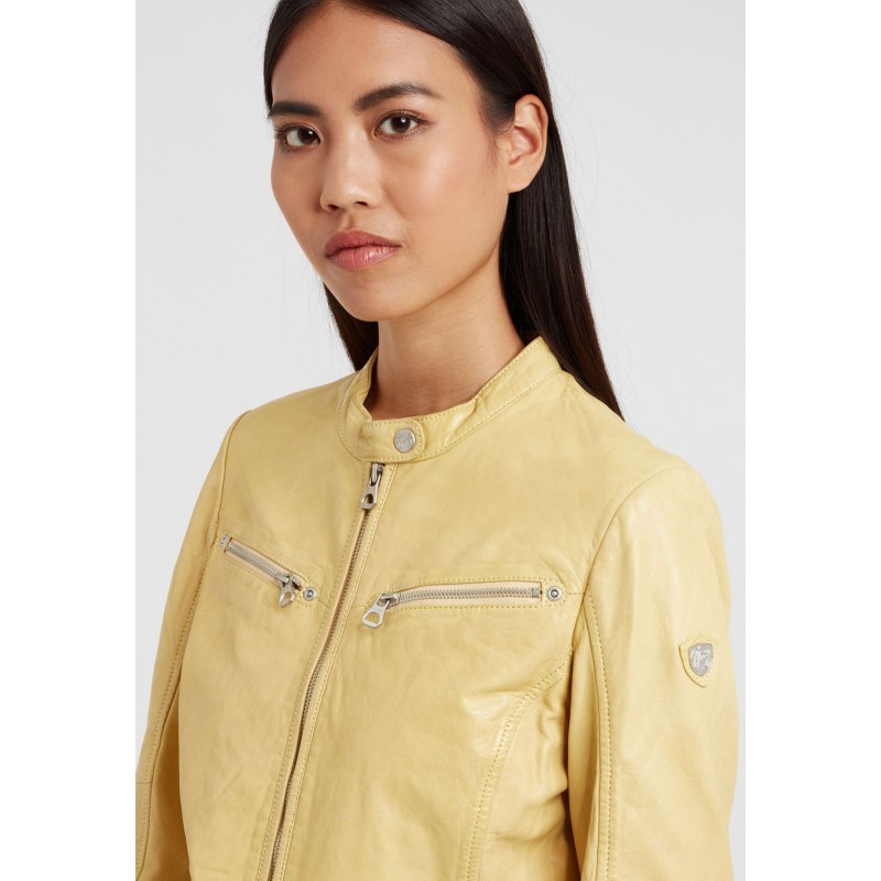 Geaca de Piele Naturala Dama Gipsy Galben Pastel GGCharlee LAORV – IMBRACAMINTE