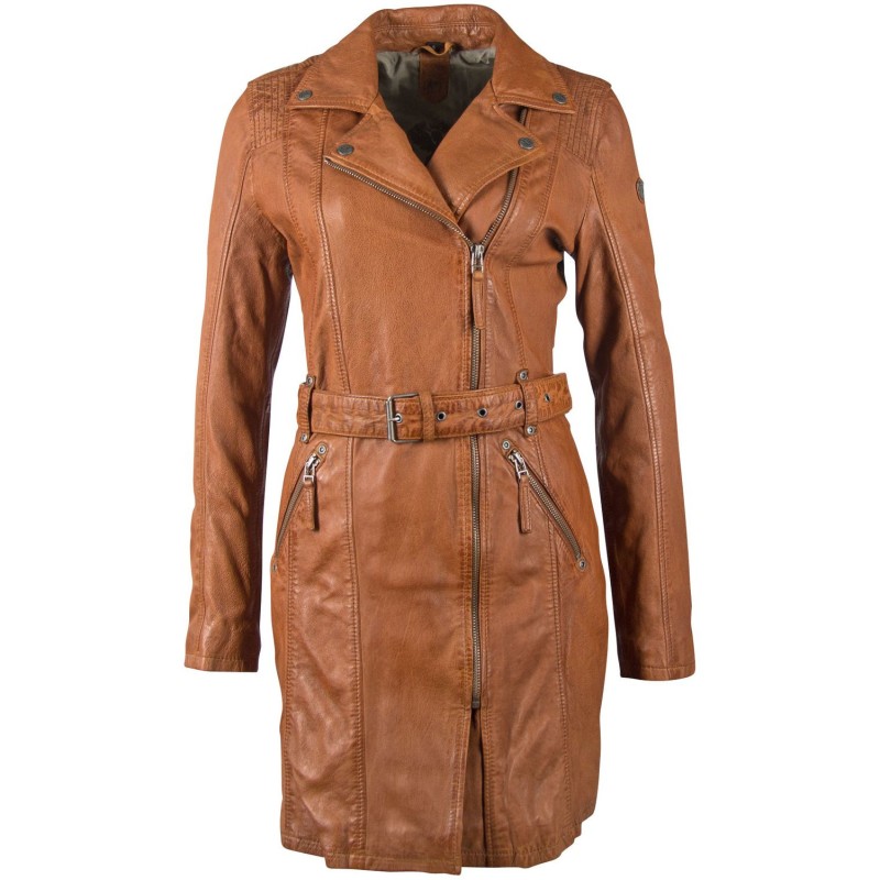 Geaca Lunga de Piele Naturala Dama Gipsy Coniac GGDenna LEGV – IMBRACAMINTE